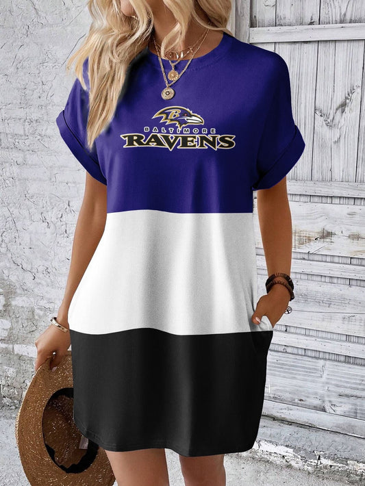 Baltimore Ravens Stylish Team Print Crew Neck Dress