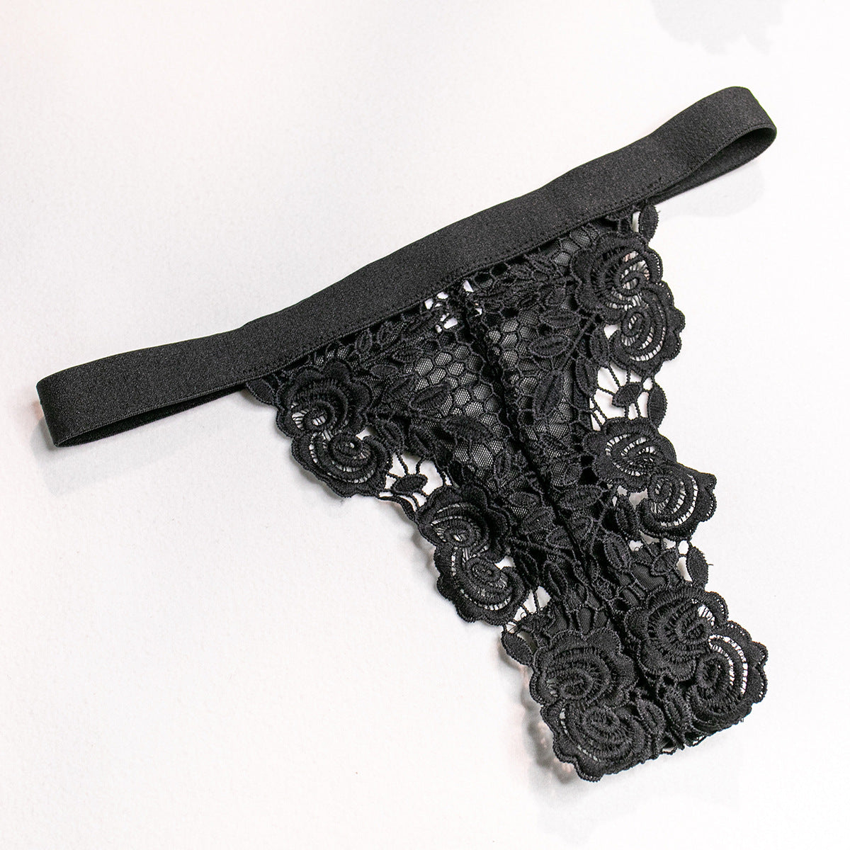 Sexy Metal Chain Lace Hollow Steel Ring Gathered Bodysuit Set