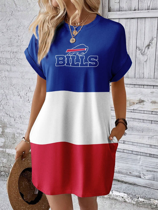 Buffalo Bills Stylish Team Print Crew Neck Dress